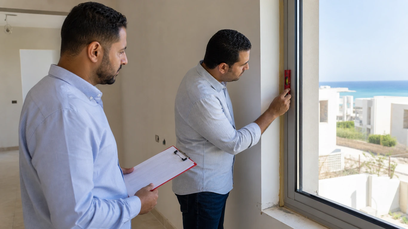 North Coast Egypt property inspection with an adviser checking the completed unit