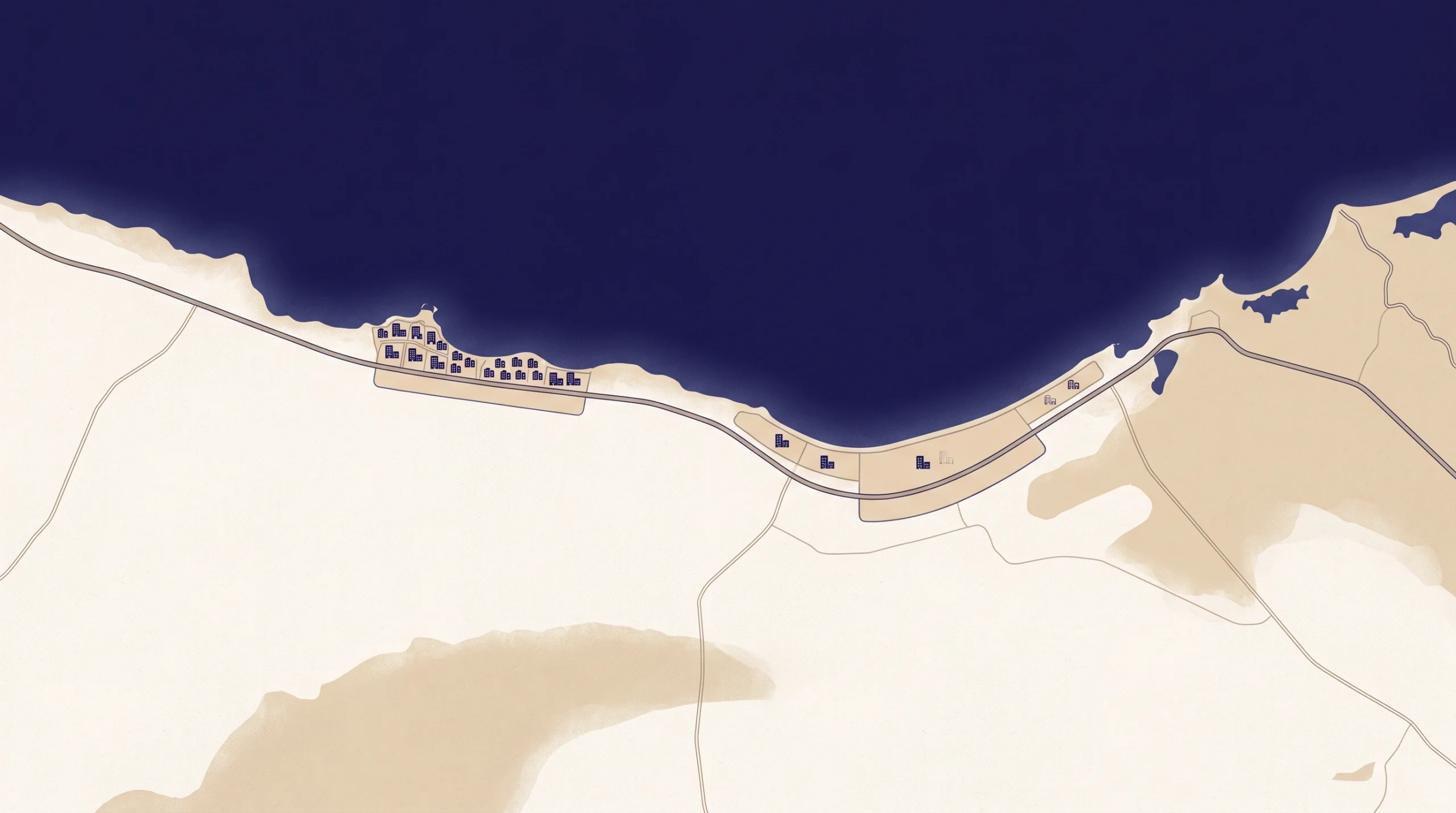 Map-style illustration showing the Sidi Abdel Rahman cluster and the Sidi Heneish corridor along Egypt's North Coast between Alexandria and Marsa Matrouh